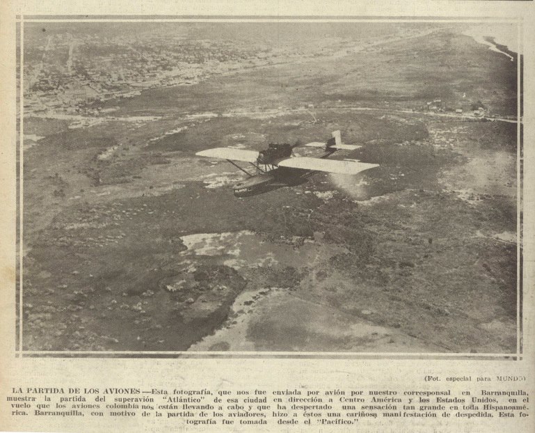 Foto en vuelo del Dornier Wal 'Atlántico', tomada desde el 'Pacífico', tomada de la revista Mundo al Día
