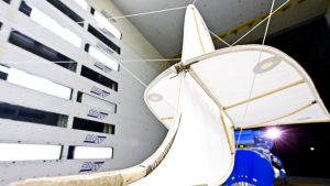 Windkanal-Tests des Lilienthal-Gleiters im LLF-Windkanal des DNW in Marknesse / Niederlande