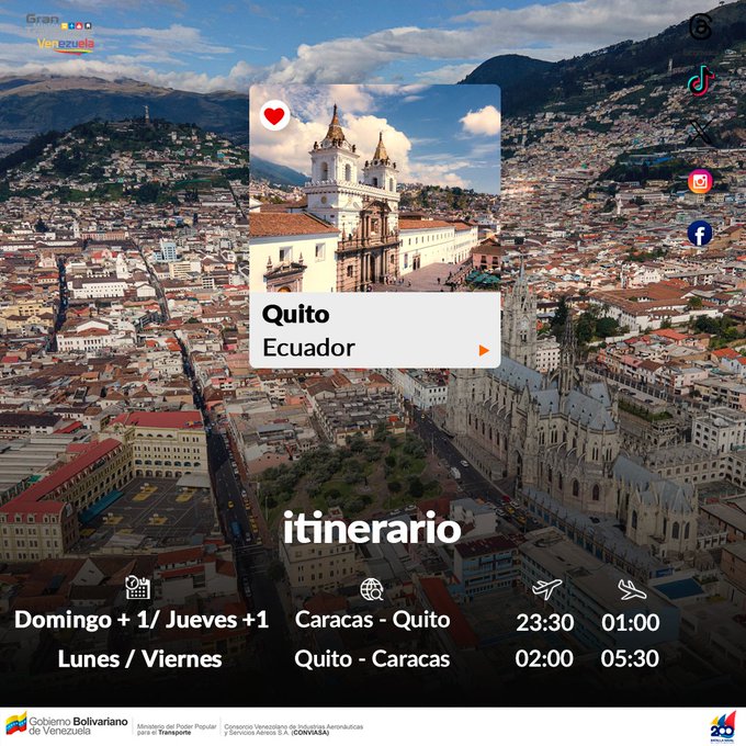 itinerario Quito conviasa