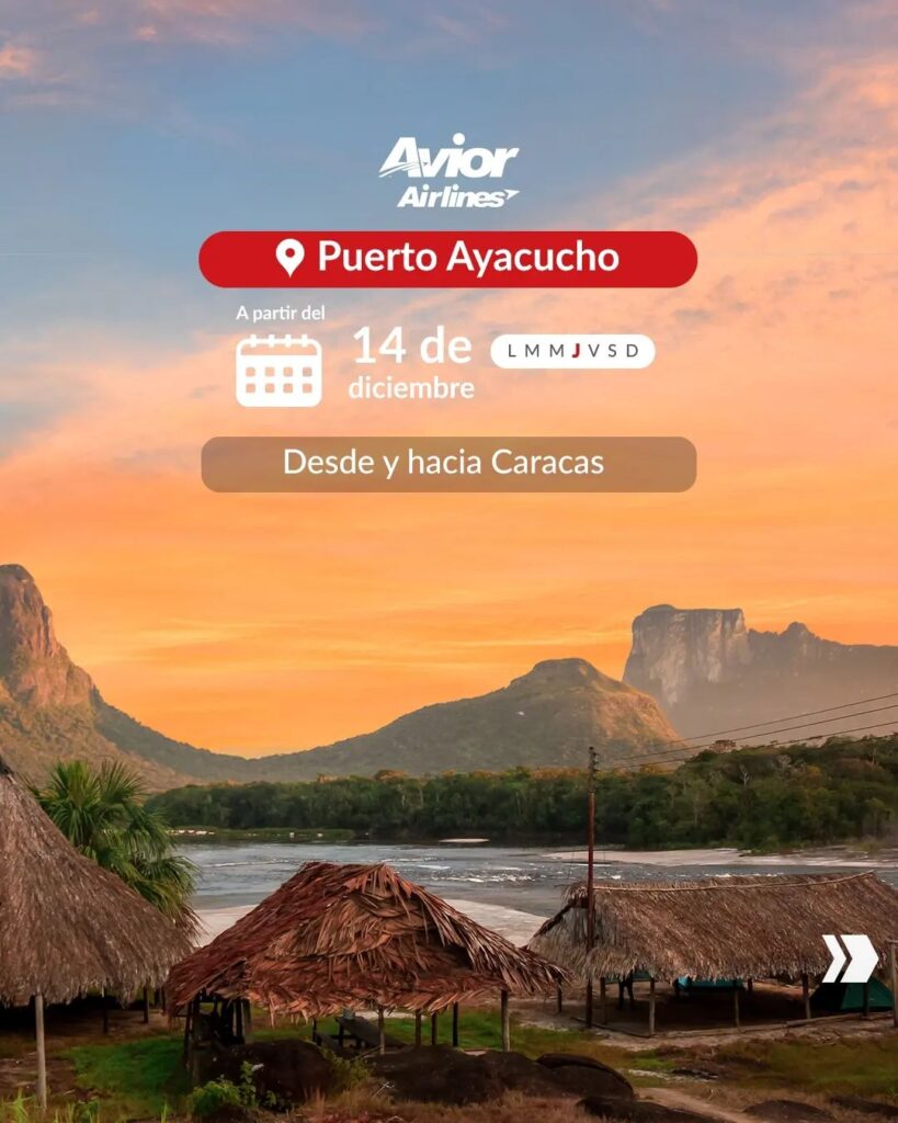 Vuelos a puerto ayacucho con Avior desde Caracas